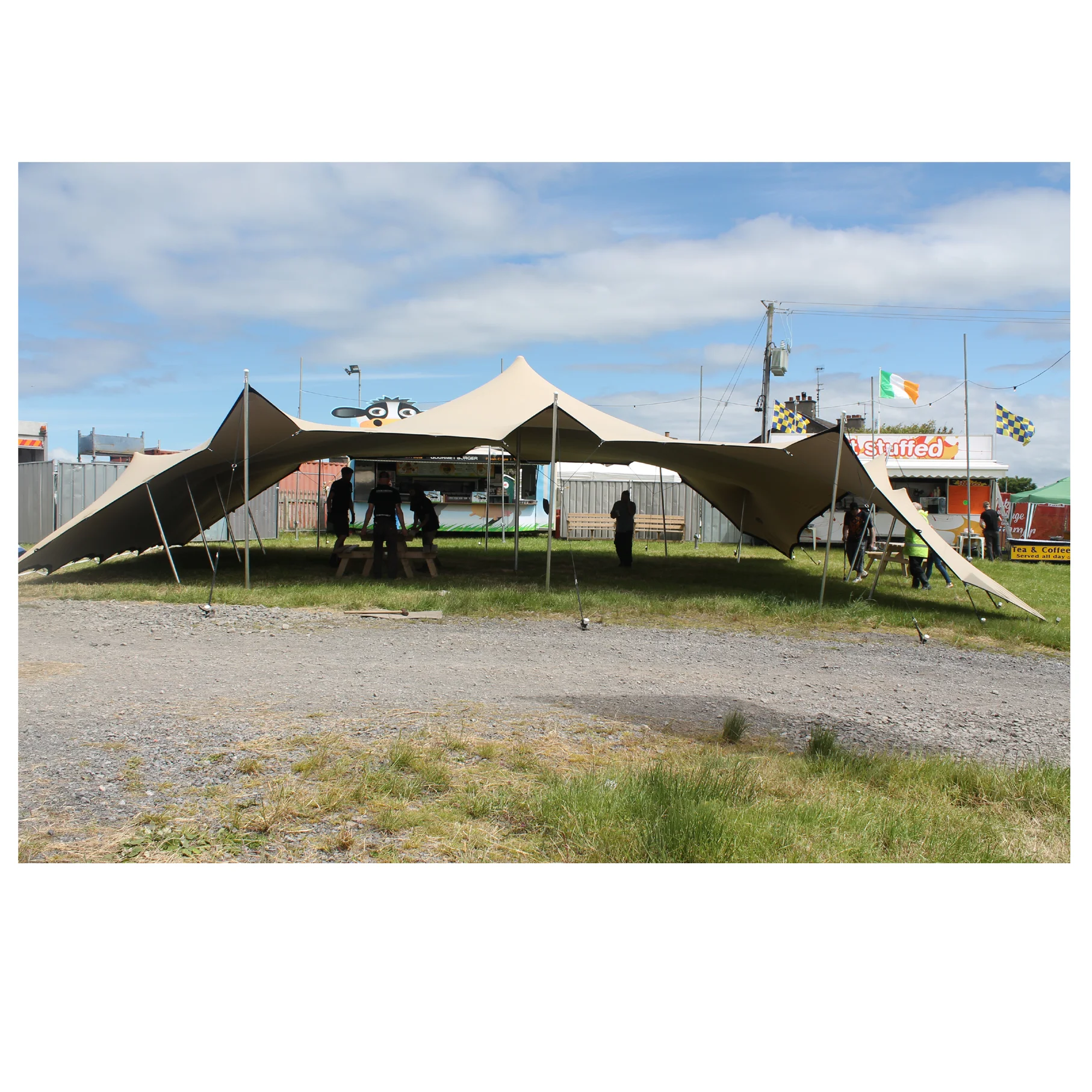 Aluminum pole frame outdoor flexible stretch tent for large events
