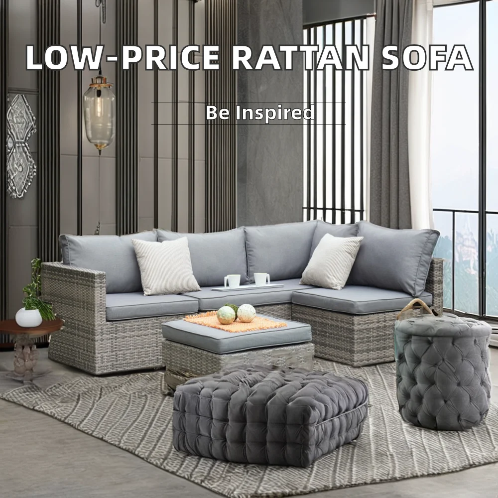 Black Waterproof Garden Outdoor Plastic Rattan Sofa Set for Dining Hotels and Villas PP Injection Wicker with Low Price