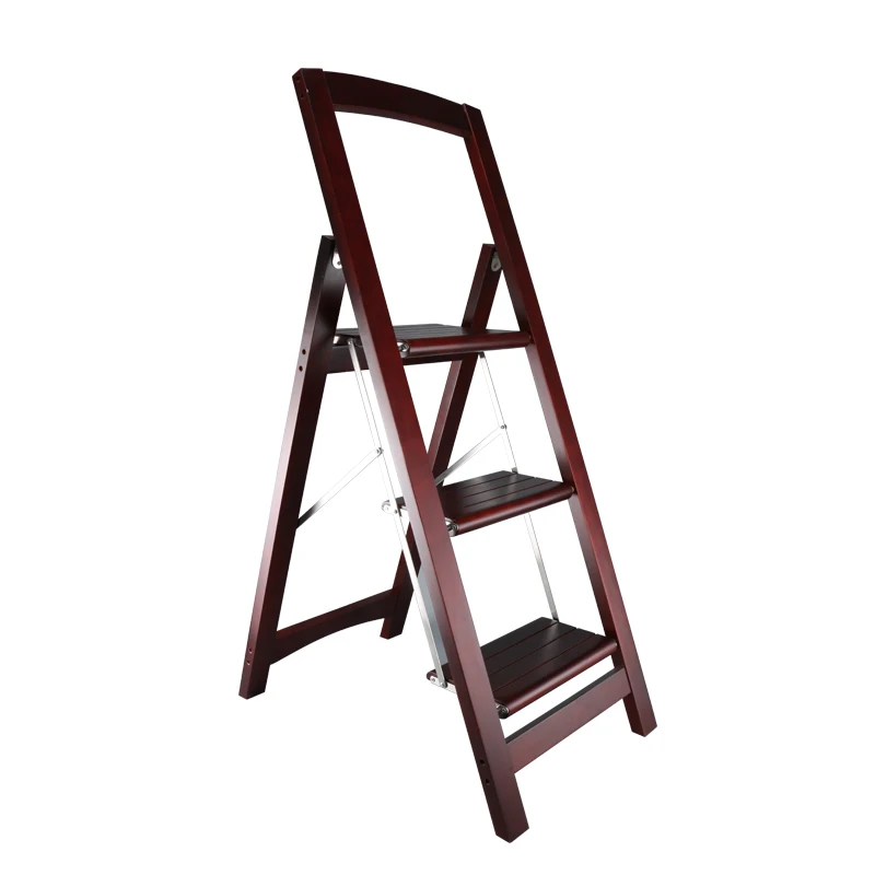 Factory Anti-skid Folding Foot Wood Lightweight 3 Step Ladders Household floor Step Stool Ladder