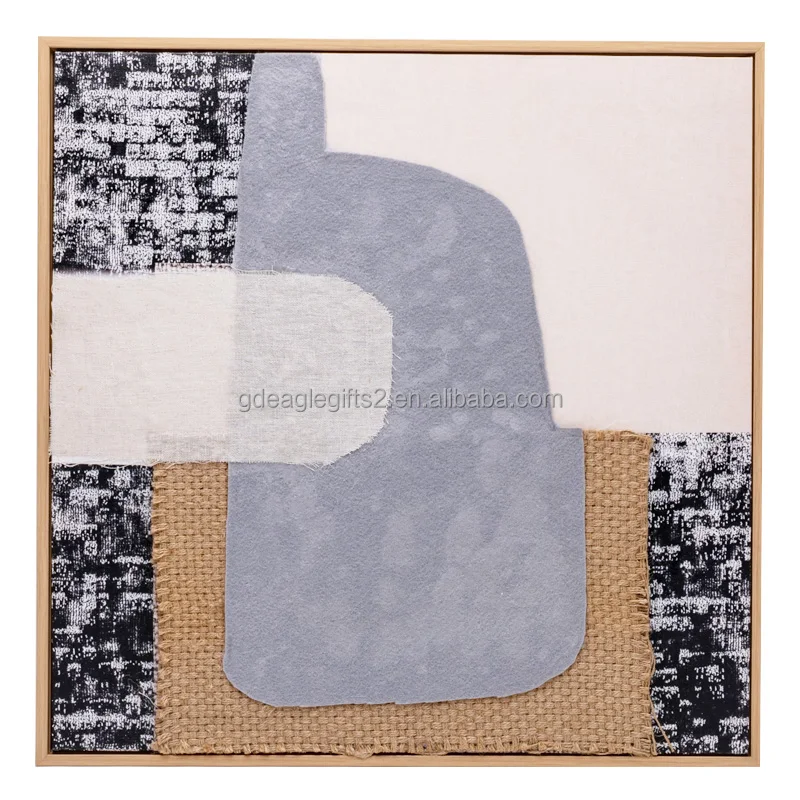 EAGLEGIFTS Custom Large Size 52cm Black Gray 3D Textured Wall Art and Painting Abstract Art Design Print Fabric for Art Works