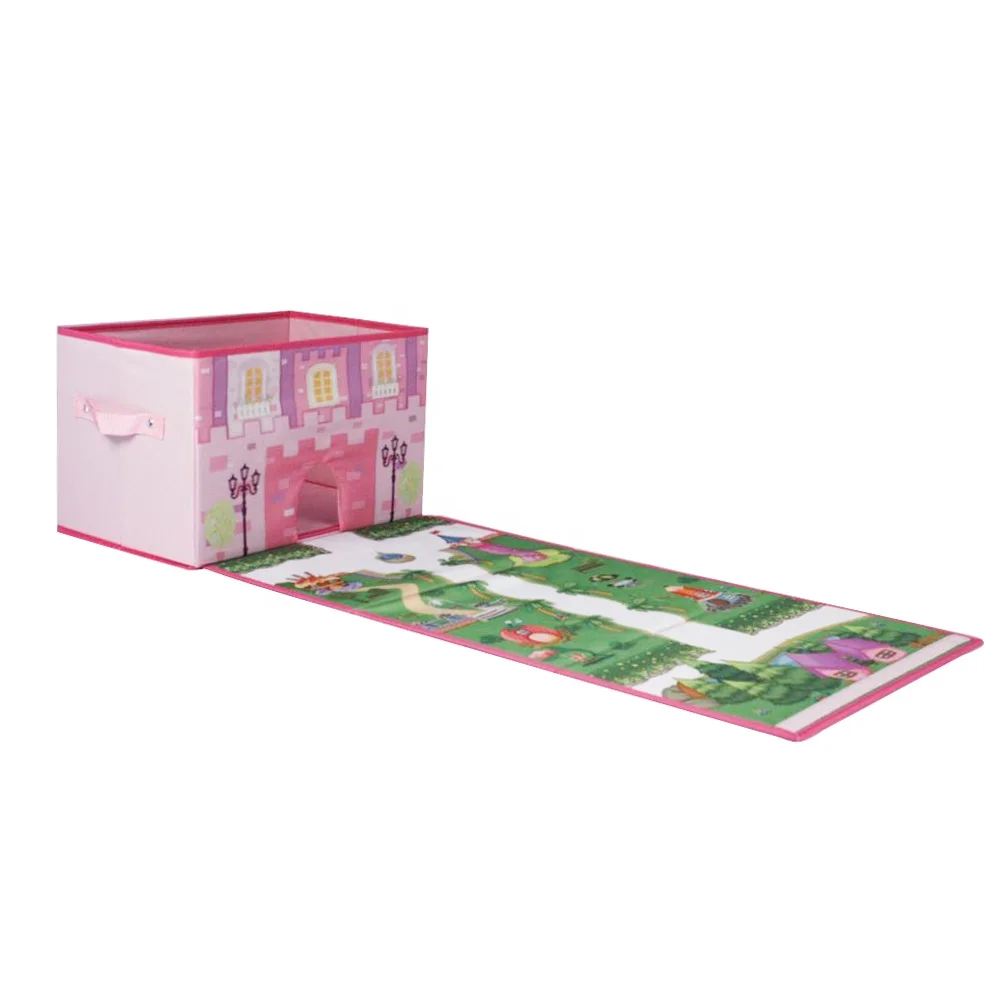 Rectangle Polyester Storage Container Box Folding Toys Storage Box For Children