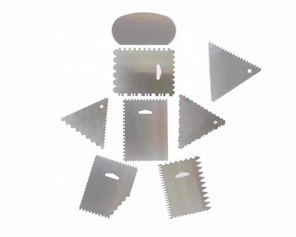 8pcs Cake Scraper Aluminum Decorating Comb Design Cake Side Icing Scraper Cake Icing Smoother Edge Set