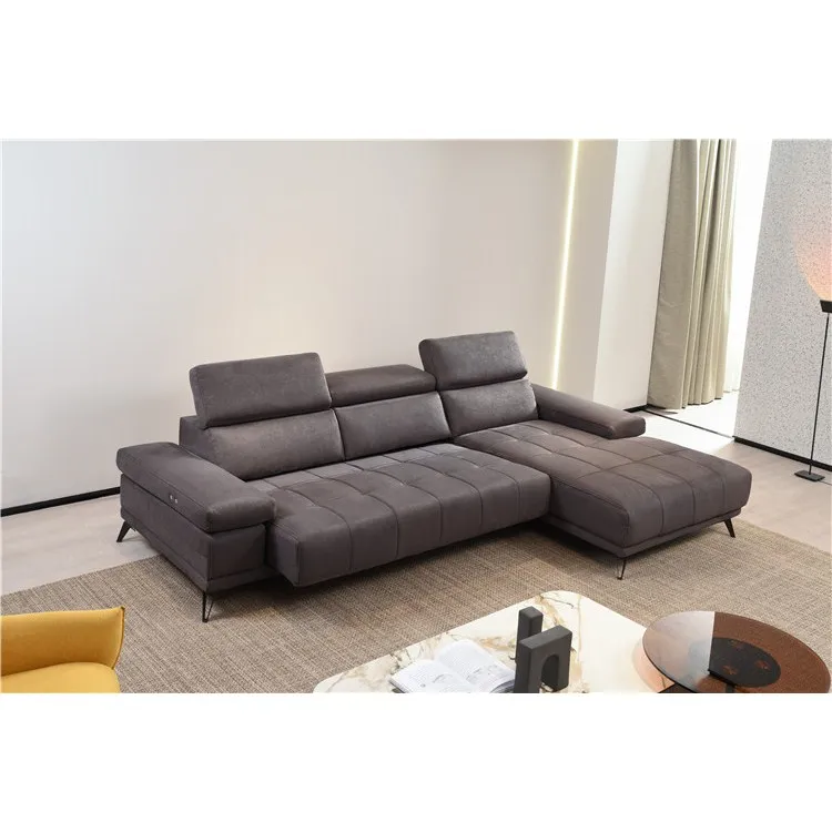 Wholesale factory directly modern simple fabric luxury furniture L shape electric function grey and tan living room