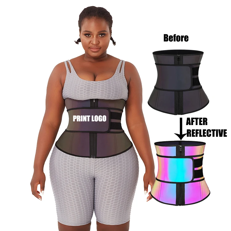 HEXIN Custom Service Reflective Latex Waist Trainer High Compression Steel Boned Corset Waist Trainers Belt