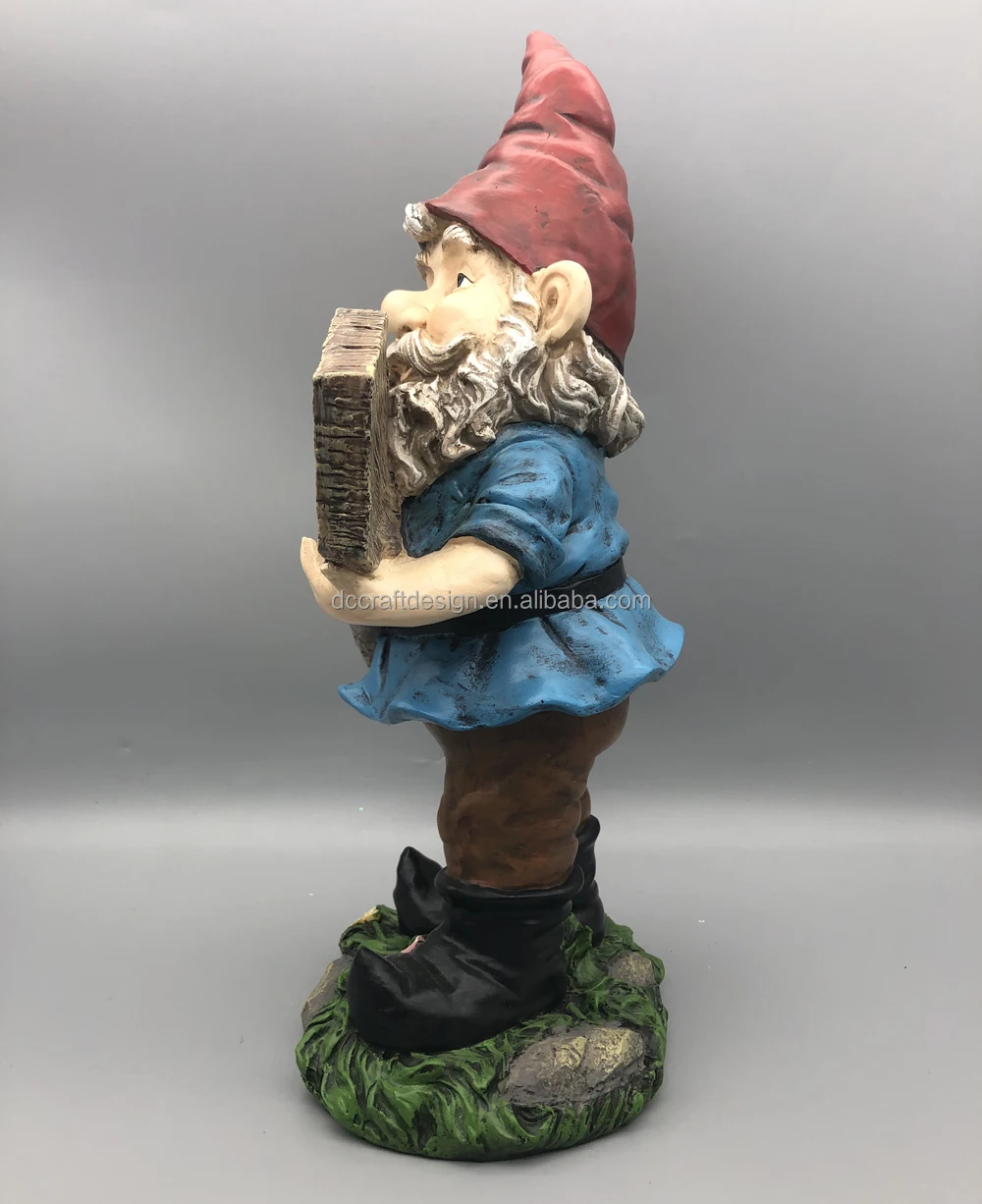 Custom Home Decoration Fairy Resin Welcome Gnome Statue Large Outdoor Gnome Sculpture