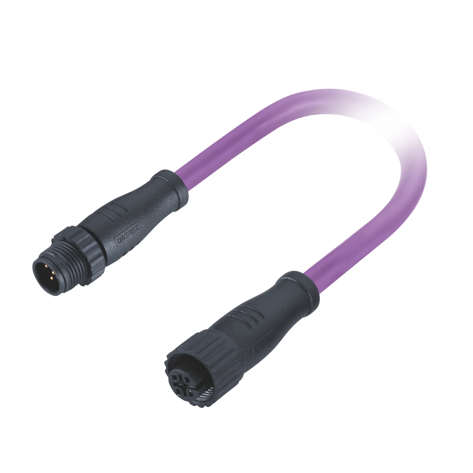M12 B Code male to male connector 5 Pin molded 2M purple Profibus DP Shielded cable