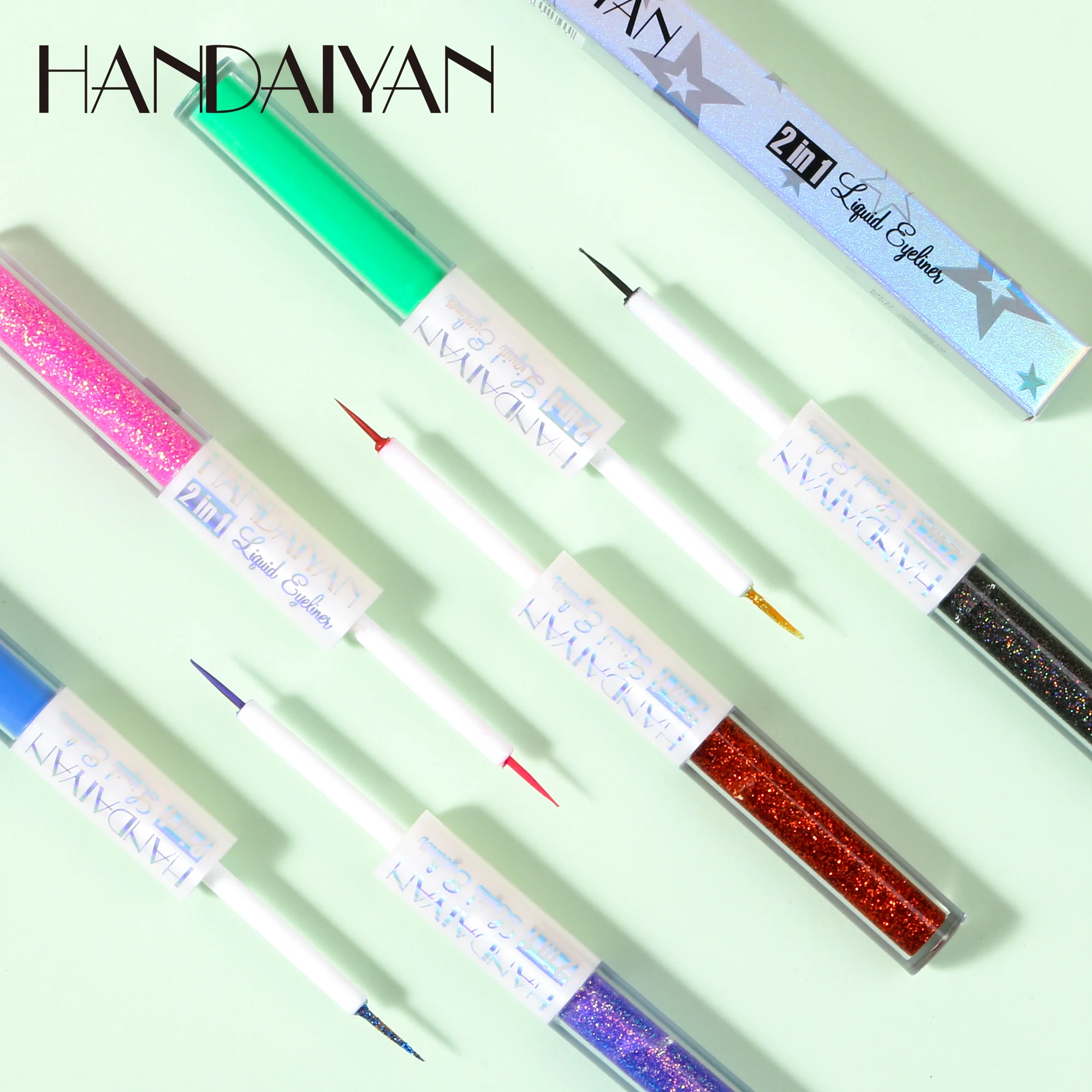 Handaiyan Eyeliner Glitter Logo Manufacturers Water Activated Double-sided Long-lasting Cosmetics Glitter Eyeliner