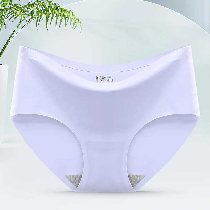 ladies one piece seamless mid waist underwear panties ladies panty woman soft seamless brief ice silk underwear