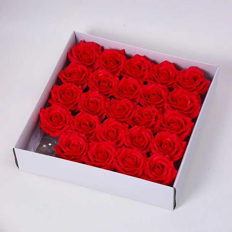 Three-layer soap flower-head big rose with stand base artificial flower head flower arrangement material in stock direct selling