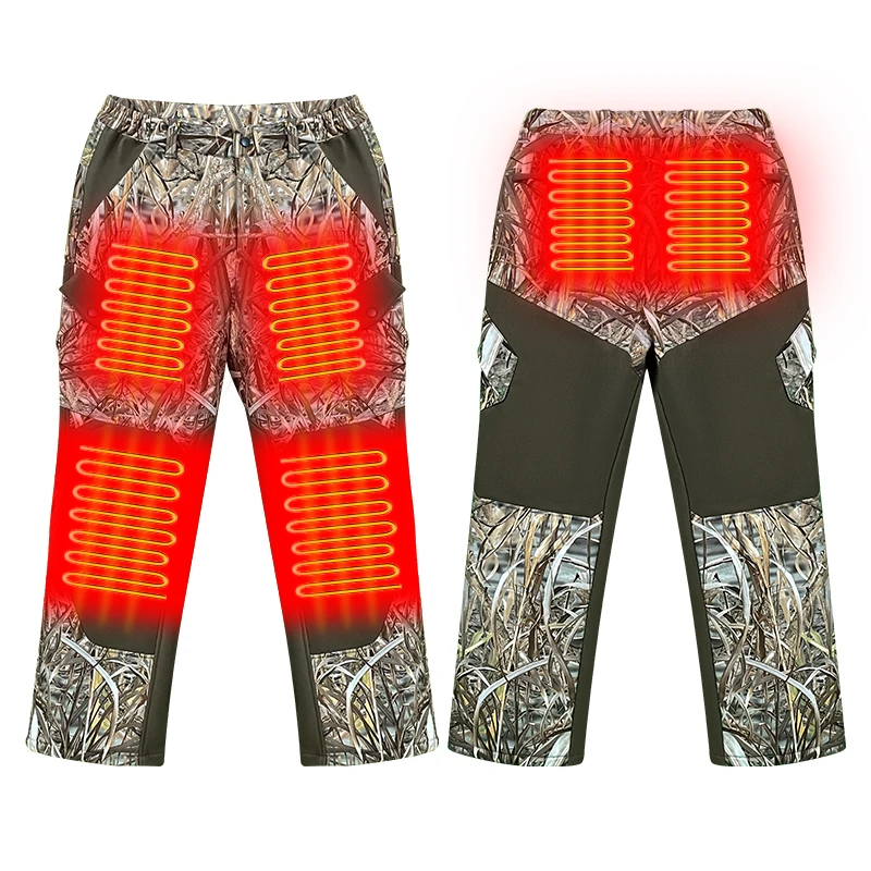Custom Outdoor Winter ski Battery Heated Hunting Pants Camo Trousers Mens Womens Fishing Skiing Warm Rechargeable Heated Pants