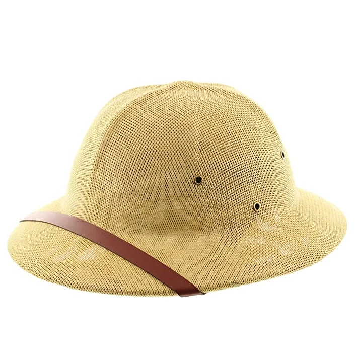 SH-1019 Straw Safari Adult Pith Explorer Helmet Outdoor Hat with Adjustable Headband for Jungle Safari Explorer Costume
