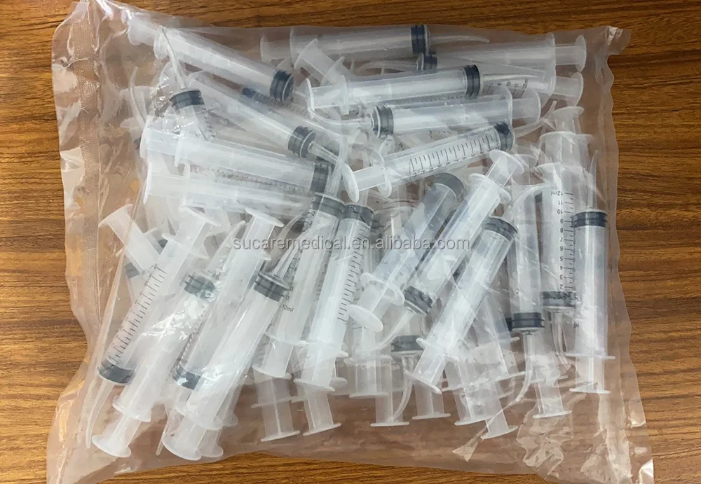Medical rubber piston seal 12cc dental irrigation curved tip utility syringes