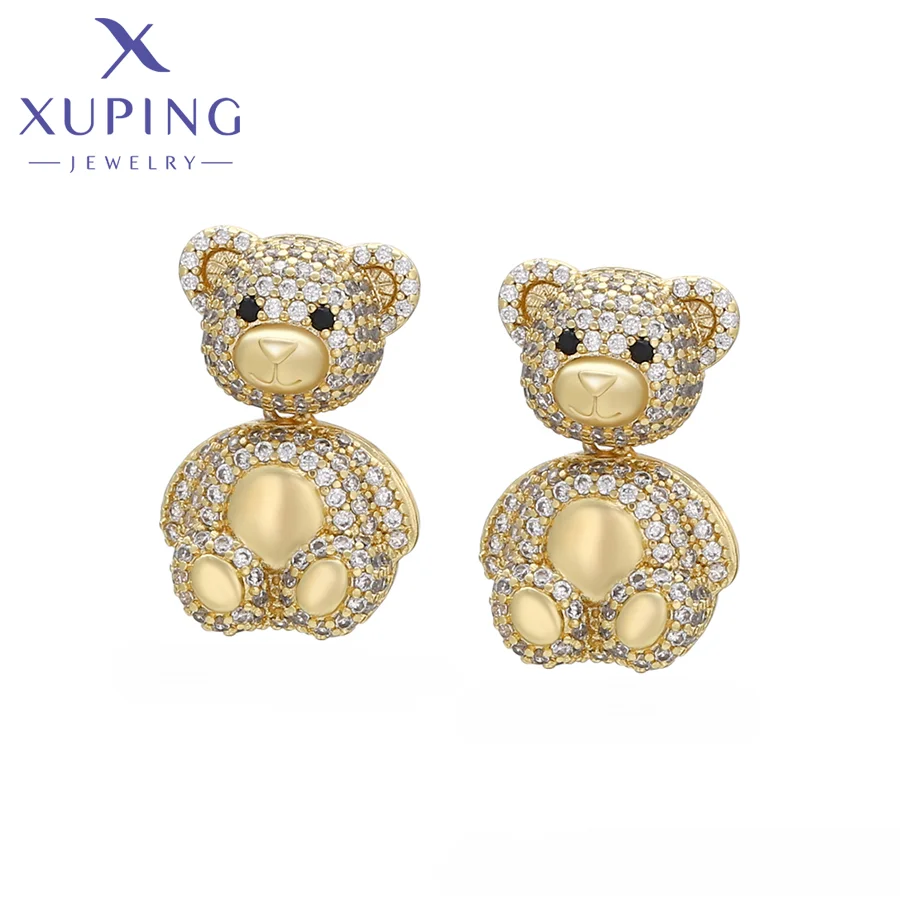 X000767160 XUPING Jewelry Gorgeous Realistic Bear Earrings 14K Gold Plated Women Earrings Jewelry