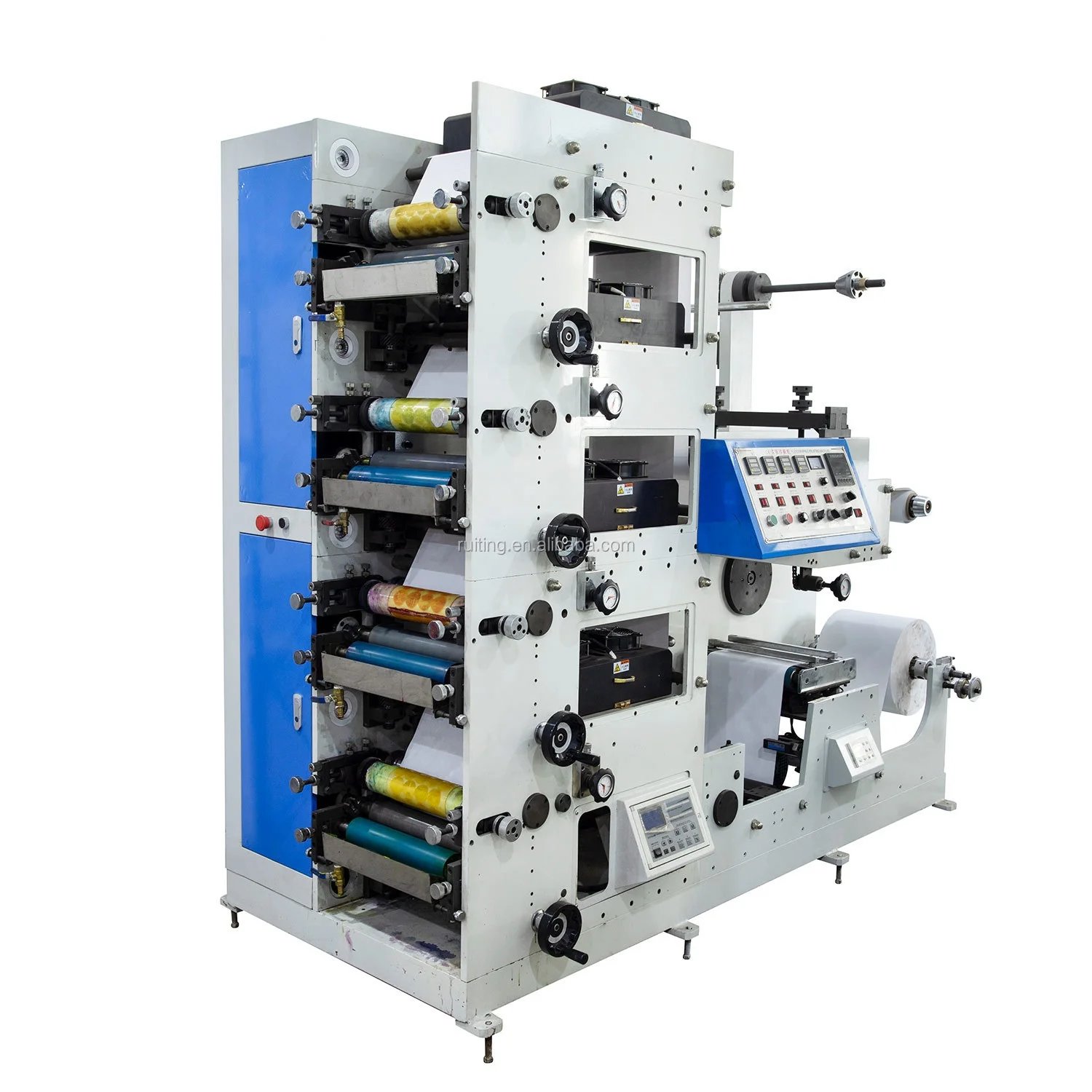 RTRY-420 Label Die cutting UV Dryer Plastic Film Bopp cold foil Printer Paper Slitting 5 Color Flexo Printing Machine
