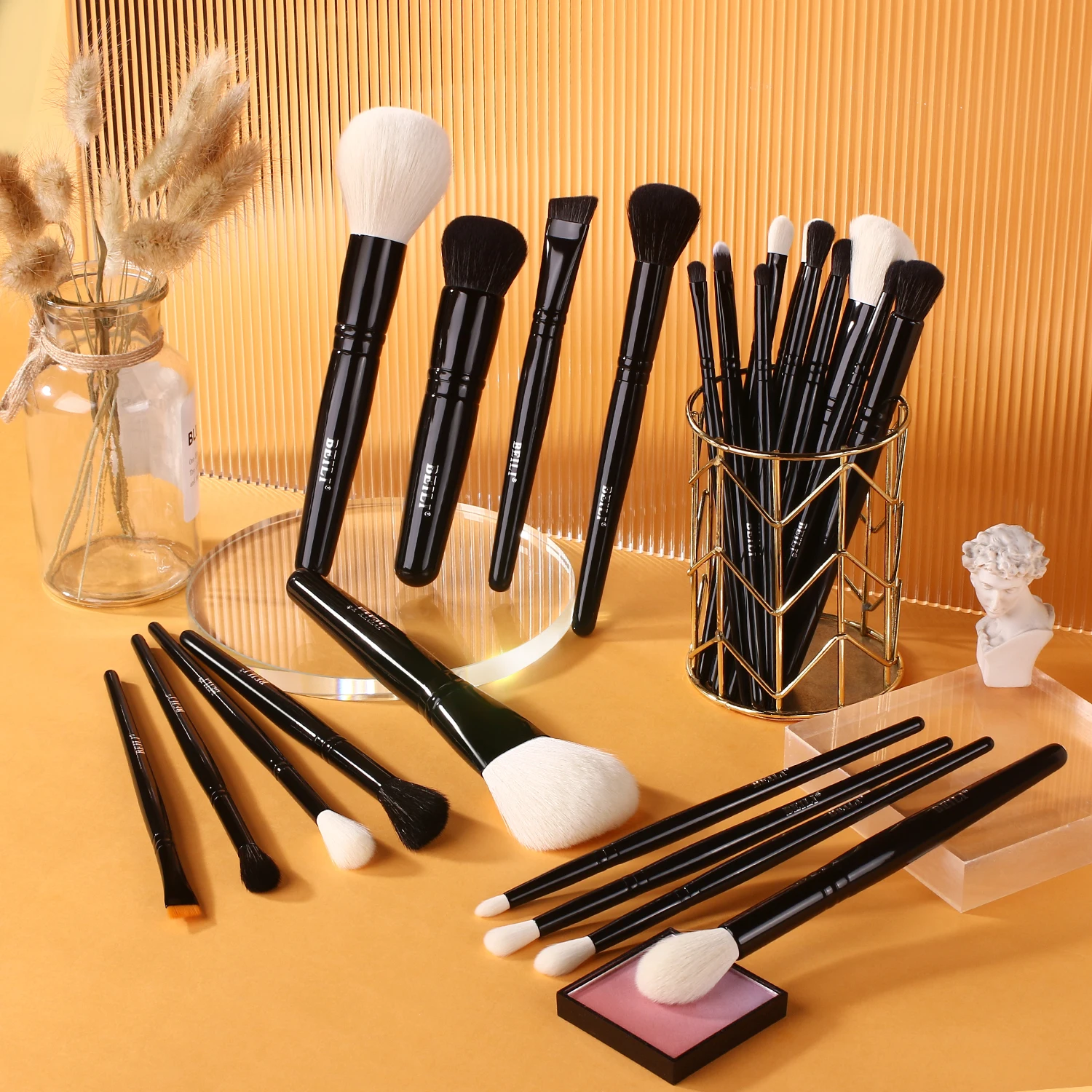 BEILI 24pcs custom logo professional high end all black high quality makeup brush cosmetic tools makeup set