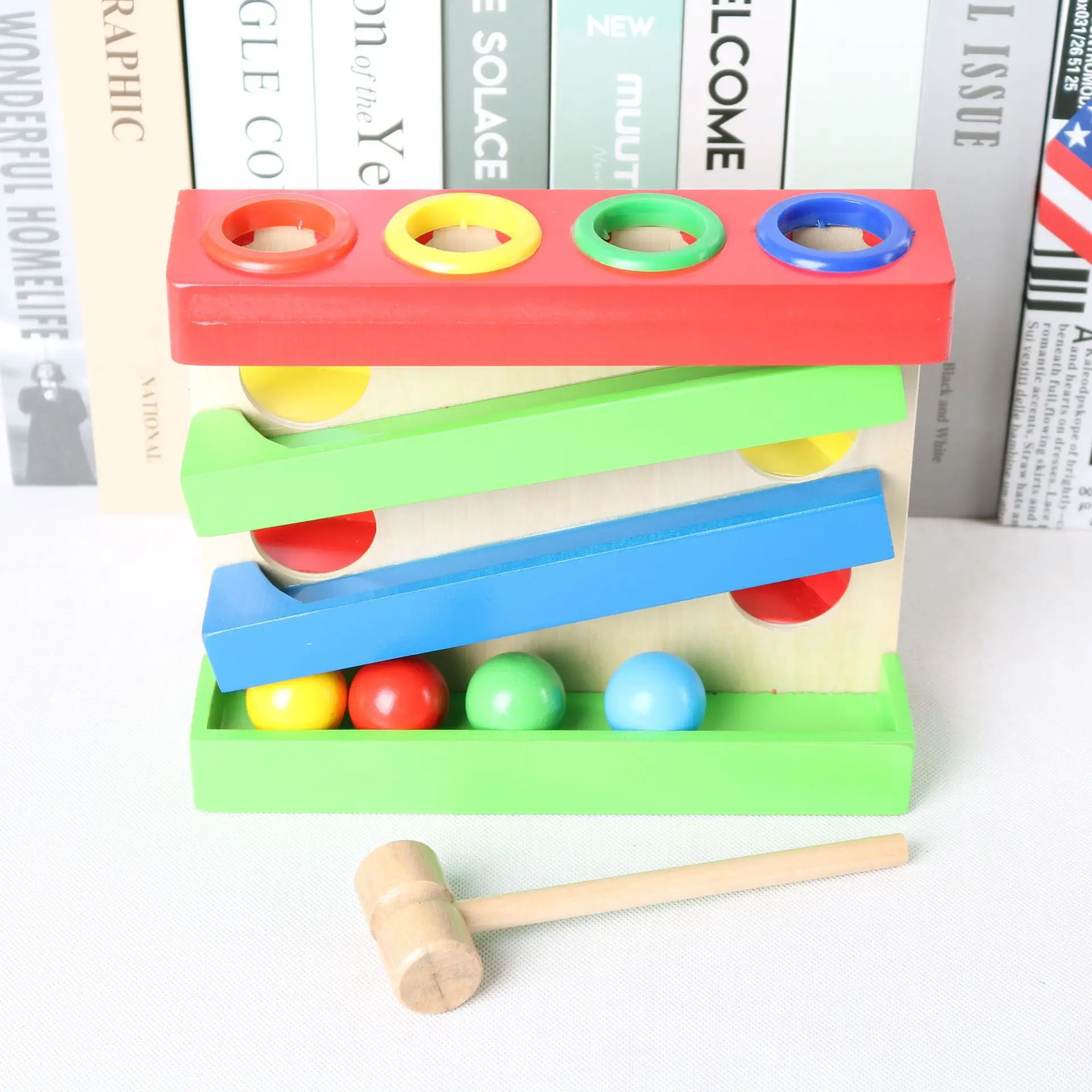 HOYE CRAFT Children Wooden Colorful Knocking Ball Games Rolling Ball Toy Montessori Educational Toys For Toddlers