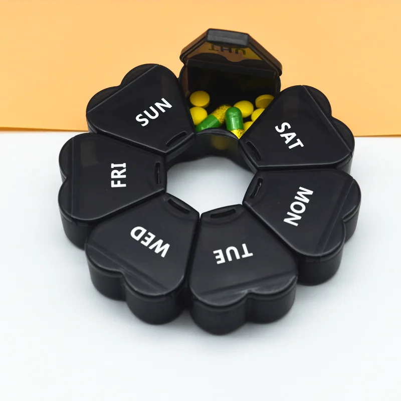 7 Day Portable Weekly Pill Box for Vitamins Easy to Open Tablet Box Travel Pill Case with Snap Lids Design Tablet Organiser