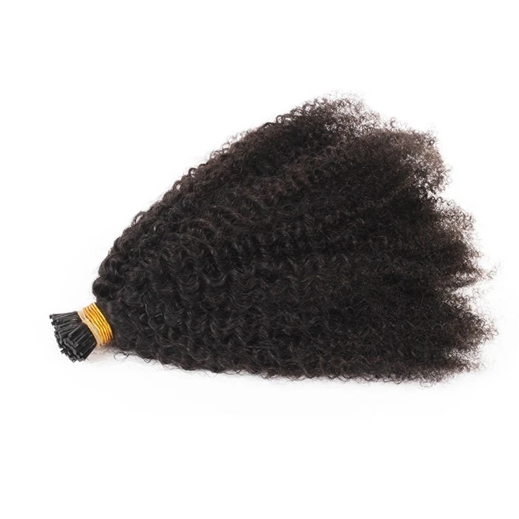 100% remy brazilian indian virgin 12a raw natural black itip human crochet tips 4B 4C 3B 3C kinky curly i tip hair extensions