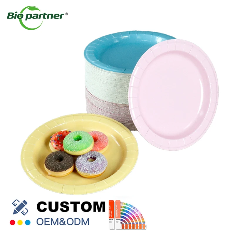 Wedding Biodegradable Trays Dish Kraft Pulp Fiber Round Disposable Paper white Plate Disposable