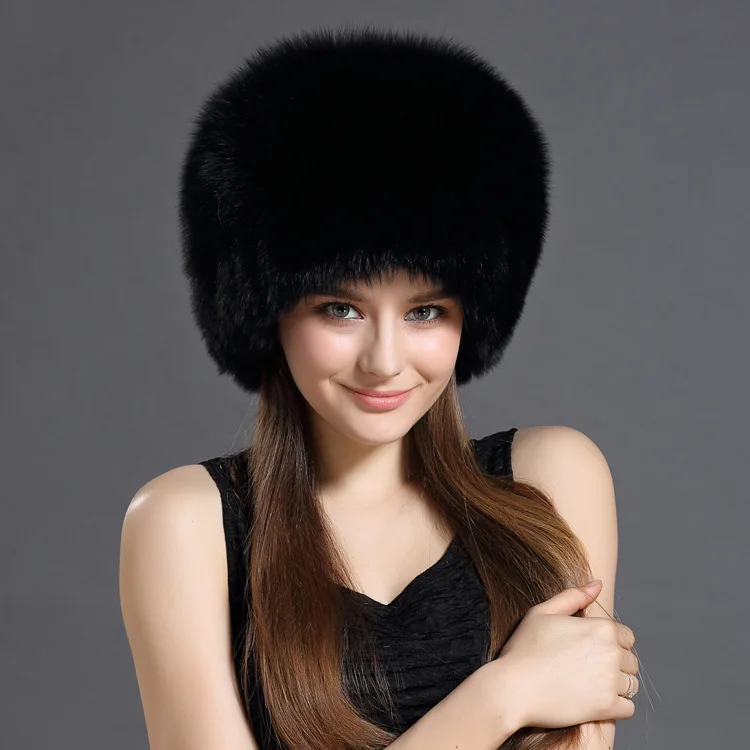 Whole Raccoon Fur Hat Women Real Fox Fur Ushanka Earflap Hat Furry Russia Style Winter Warm Trapper Hat