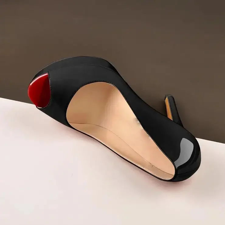 Dropshipping Custom Design Peep Toe Platform Stiletto High Heel Slip On Women Pumps hot sell