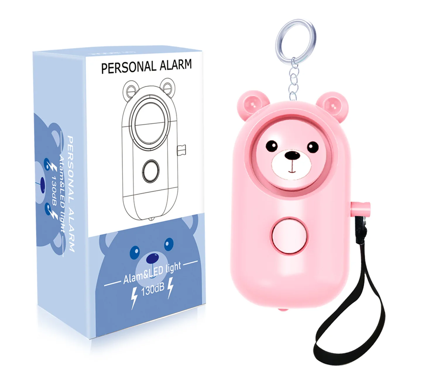 Security Alarm Keychain with LED Light for Women Kids and Elders