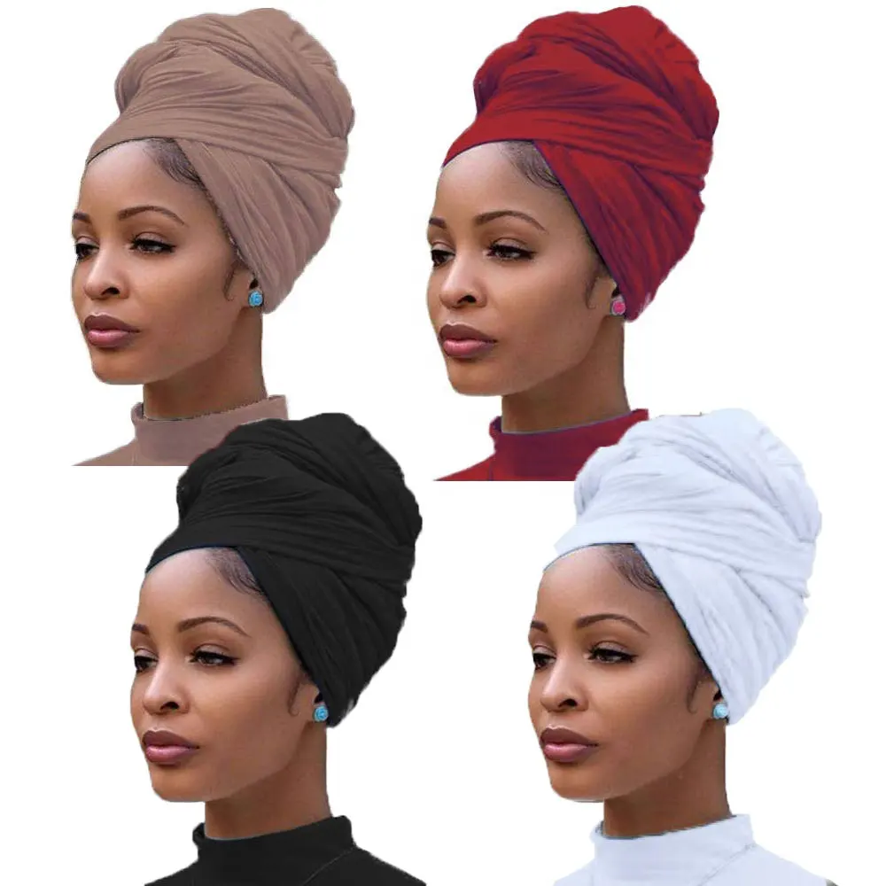 Designer Head Wraps Turban Head Wrap Knit Headwraps Urban Hair Scarf Solid Color Long Breathable Head Band Tie for Women