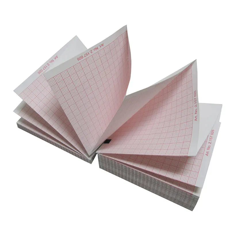 Medical A Grade Consumables Thermal CTG ECG EKG Graph Chart Paper Roll for Electrocardiograph BPL Chemical Coated Red Blue Base