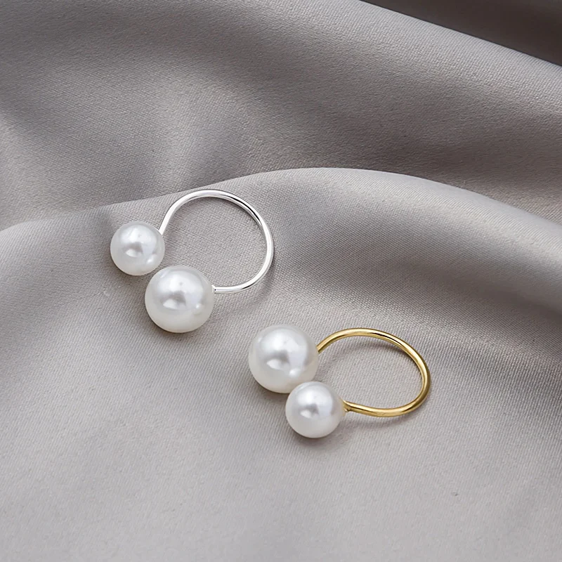 2023 New Arrival Double Pearl Open Ring For Women Jewelry Wholesale