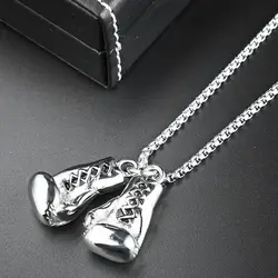 Custom hiphop jewelry boxing gloves pendant necklace