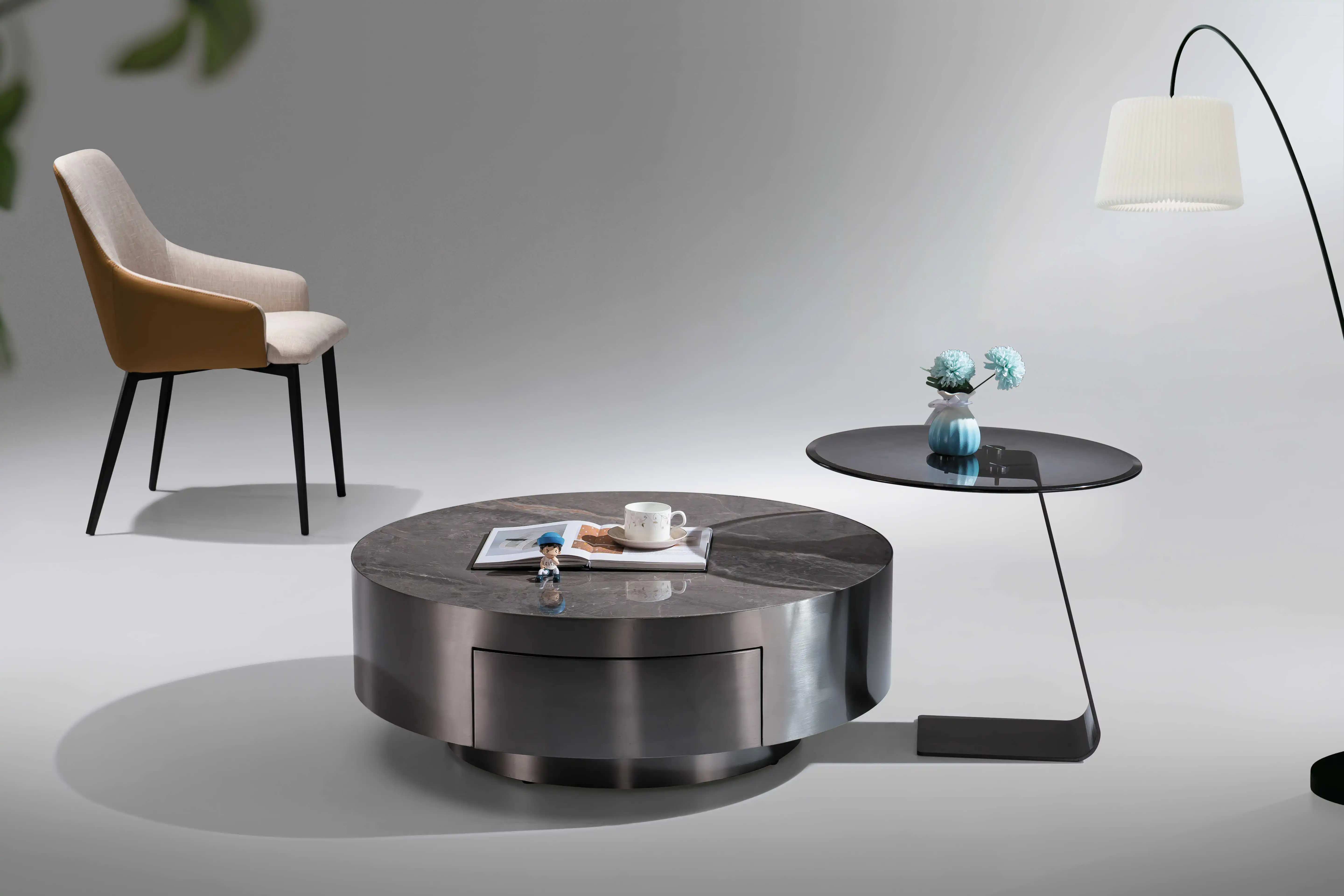 Wholesale Living Room Slate Round Center Table Modern Luxurious Turkish Furniture Coffee Table For Home