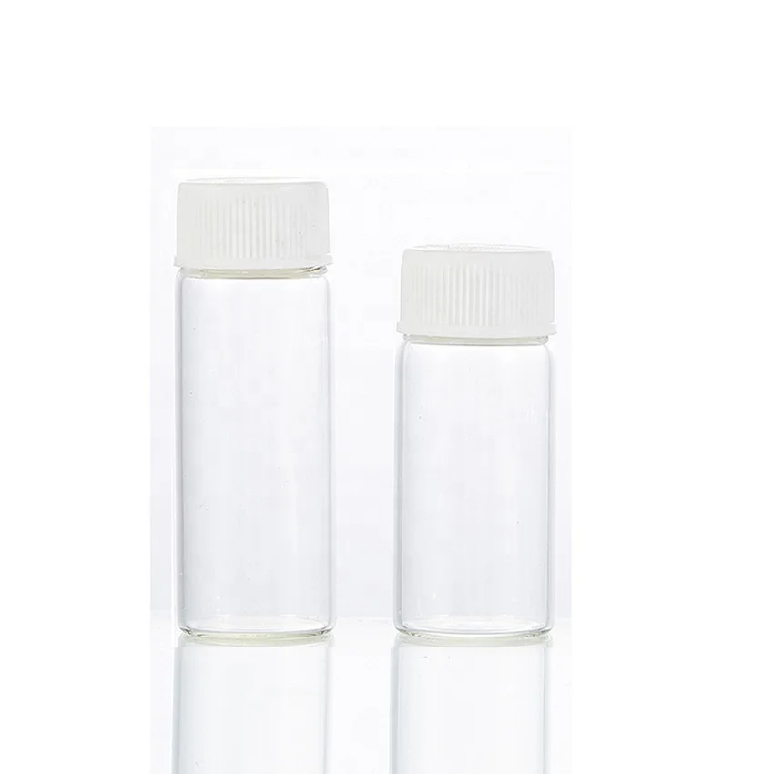 Mini size empty 2ml 3ml 4ml 5ml glass vial bottle packaging  6ml capacity cylinder shape bottle with white plastic cap