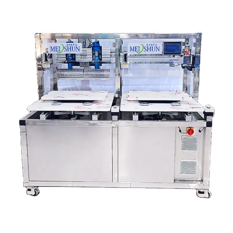 Meishun Ultrasonic Pastry Cutting Machine Double Cake Stations Operate Alternately Square Cake Electric Cutter