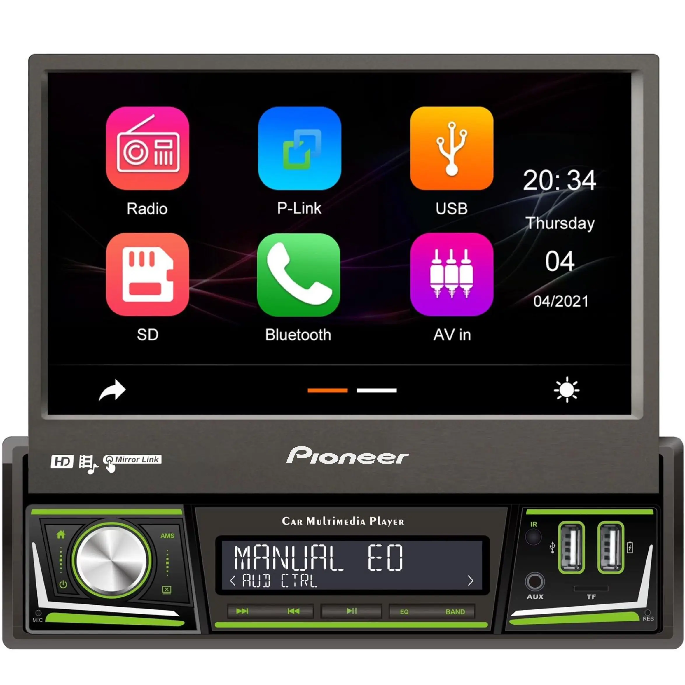 Pioneer один Din 7-дюймовый сенсорный экран, система Android, автомобильное радио, USB Bluetooth, MP5 плеер
