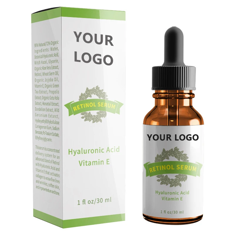 Private Label 3 In 1 100% Pure Vitamin C Retinol Hyaluronic Serum With Gift Set