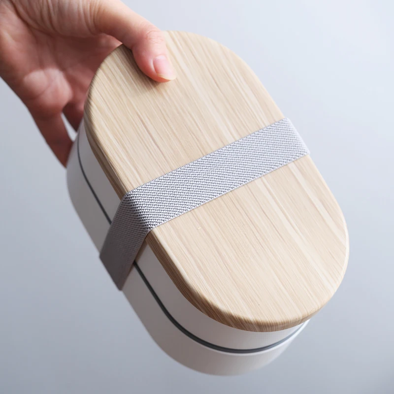 Bamboo Wood Grain 1 Layer/2 Layer Plastic Lunch Box Microwave Safe Adult Bento Lunch Box with Compartment