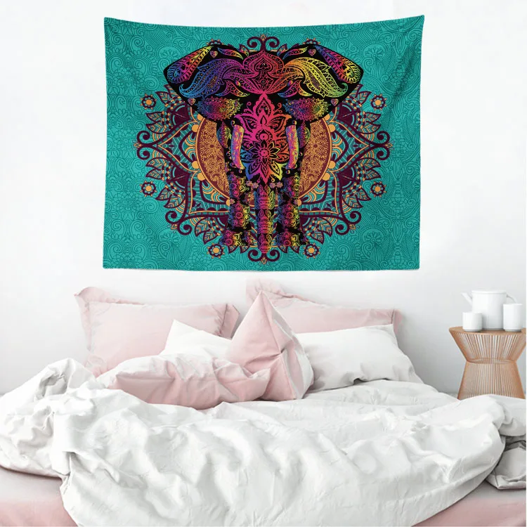 100% Polyester soft Material Wall hanging Decoration India Trippy Style Elephant Art