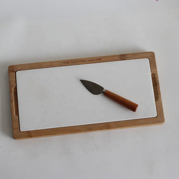 Creative Natural Rustic Handmade Marble Wooden bamboo Cutting Cheese Board and knife set