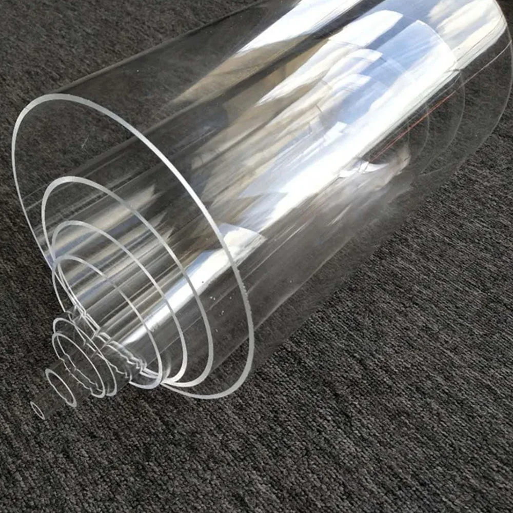 Extruded Transparent Acrylic Threaded Water Pipe Milky Acrylic PMMA LED Light Pipe Red Plexiglass Expansion Cylinders Tube 100mm