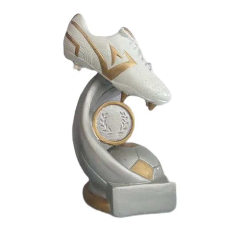 12cm Resin football white golden shoes  trophy Cup for promo