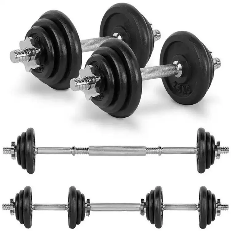 50kg Gym Fitness Equipment Cast Iron Dumbbell Set 2 In1 Adjustable Dumbbell And Barbell Set