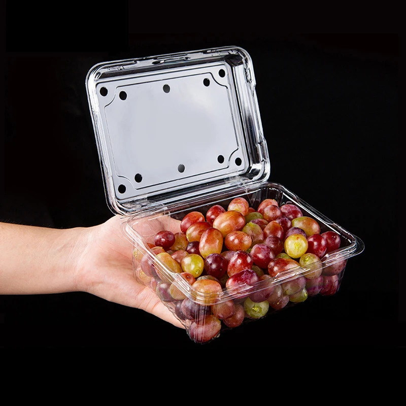 Degradable Food Grade Transparent Fruit Box Packaging Clamshell Disposable Plastic Food Container For Mango Tomato