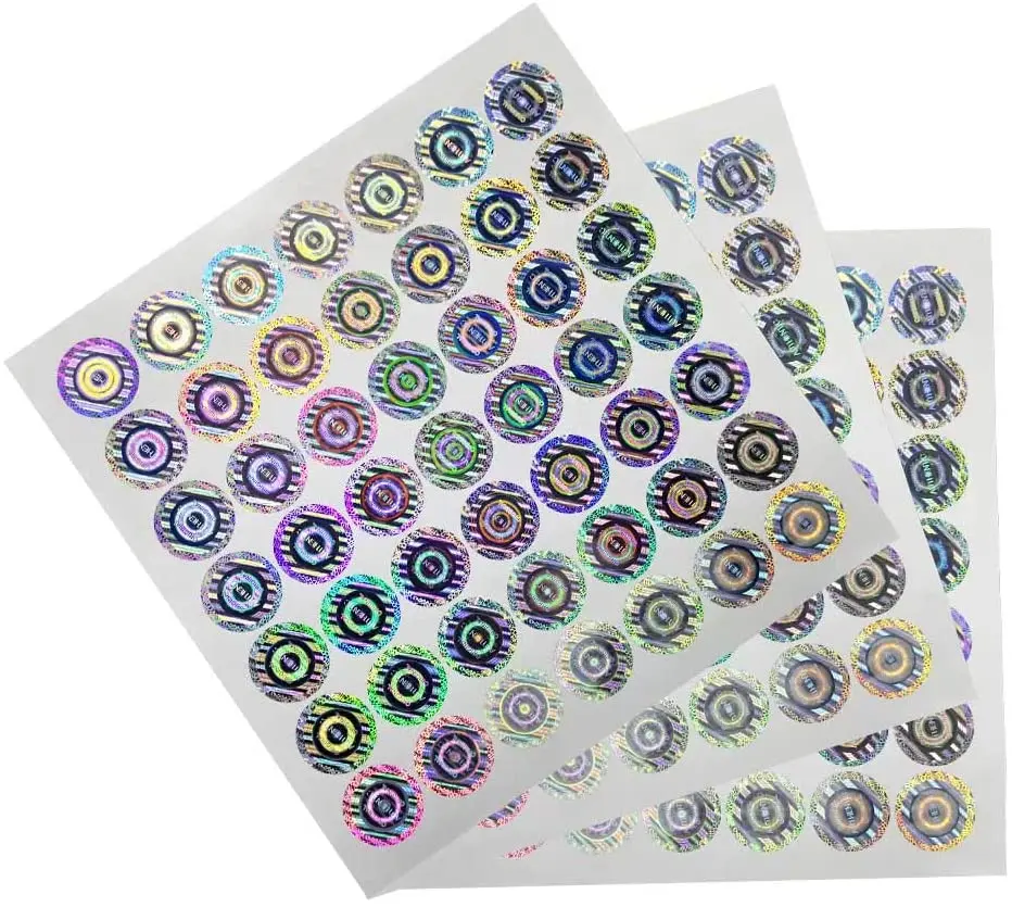 Custom Round Silver Genuine Authentic Tamper Evident Warranty Void Security Seal Tape Laser Holographic foil  Hologram Stickers