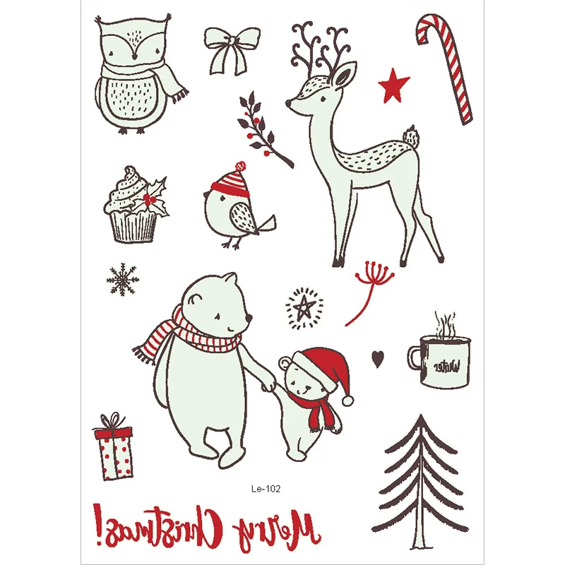 Christmas decor  Luminous Christmas temporary tattoo  Christmas tattoo sticker