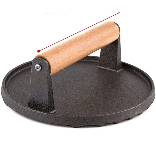 Wood handle cast iron meat Smash Press Hamburger patty maker manual metal burger