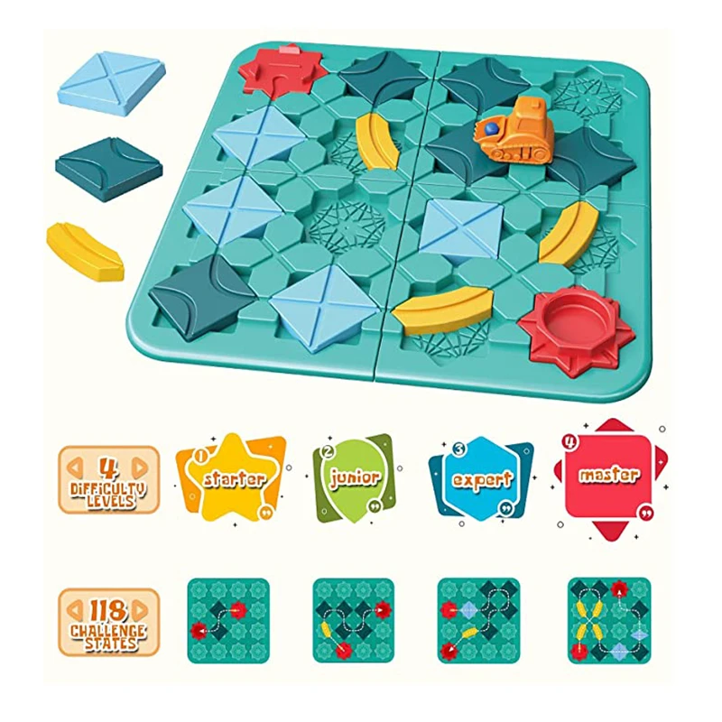 Kids Games Logical Road Builder for Kids Maze Puzzle Game with 118 Challenges & Four Levels Table game toy boy and girl toys