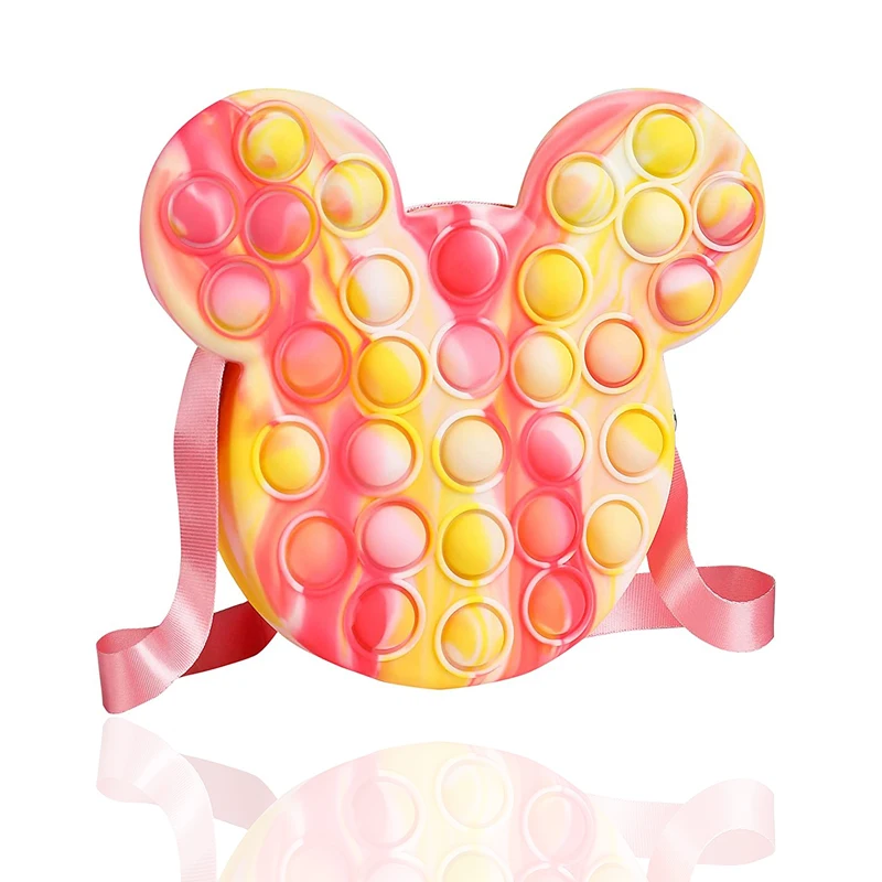 Girls Cute Unicorn Fidget Purse Bag Mouse Pop Fidget Crossbody Shoulder Bag Silicone Popper Handbags Fidget Toys