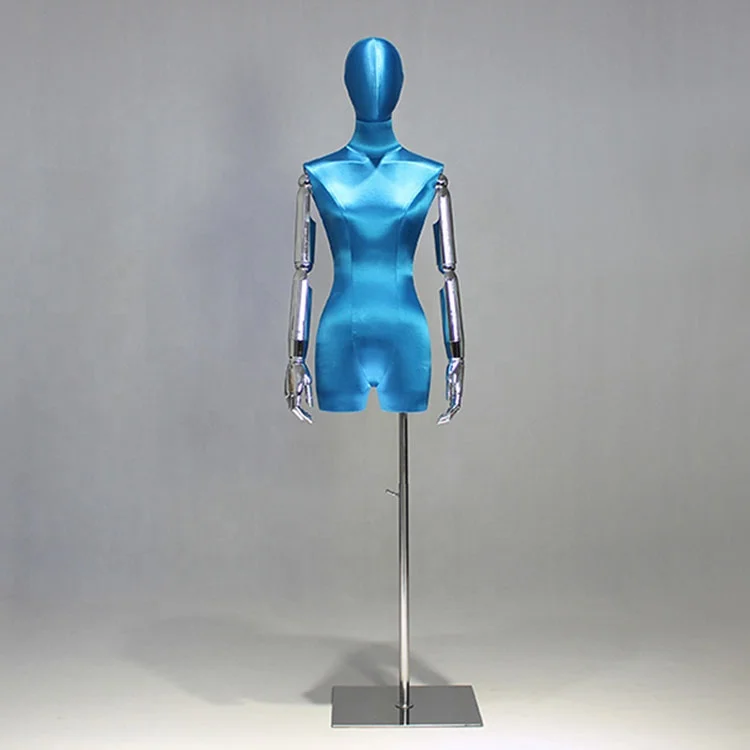 Fashion Woman Display Mannequins Female Fabric Mannequin Torso Adjustable Dress Form Dummy Half Body Mannequis With Base