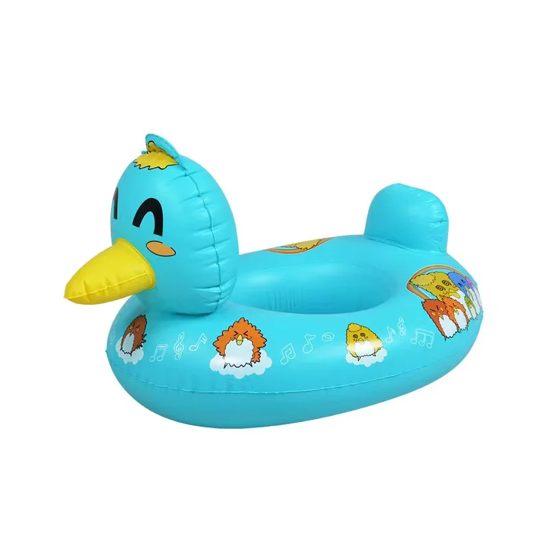 factory wholesale summer hot selling EN71 PVC green and blue duck float circle inflatable kids swimming ride-on float