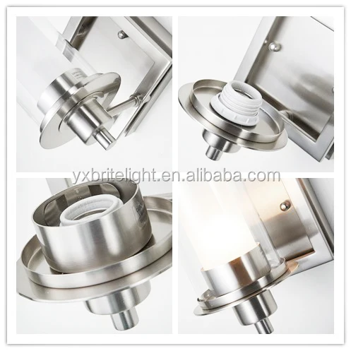 Popular Vanity Wall Mounted lamp 2-Globe Glass Clear & Frosted Brushed Nickel E26 bulb UL ETL Listed